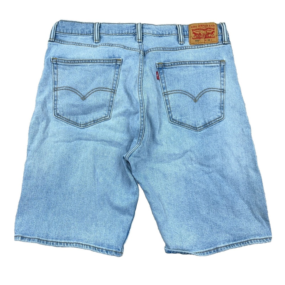 Levis 505 Shorts Men 38 Blue Jean Jorts Regular Fit Light Wash Dad Retro Y2K